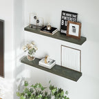 48" Rustic Farmhouse Floating Shelves – Set of 2 Acacia Wood Shelves for Stylish Wall Decor in Kitchen, Bathroom, Unique Chevron Pattern, Mocha Color, 48x8x1.5 Inches - Set of 2 - DIY