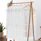 Windyun 10 Pack Garment Bags for Dance Costumes Kids 40 Inch Clothing Bags Hanging Clothes with 3 Clear Zipper Pocket Waterproof Garment Cover for Dance Competition, Travel, Closet Storage(White)