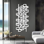 Cadeali Abstract Geometric Metal Wall Art, Modern Circles Metal Decor, Minimalist Line Art, Long Narrow Sign, Luxury Modern Artwork for Living Room, Farmhouse, Office (Silver, 30"x14" | 76x35cm)