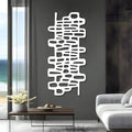 Cadeali Abstract Geometric Metal Wall Art, Modern Circles Metal Decor, Minimalist Line Art, Long Narrow Sign, Luxury Modern Artwork for Living Room, Farmhouse, Office (White, 35"x16" | 90x41cm)