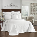 King Charles Modern Farmhouse Floral Matelasse Bedspread, 100% Cotton Breathable Bedding, King/Calking, White