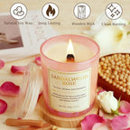 Candles for Home Scented- 2 Pack,Wood Wick Sandalwood Rose Scented Candle,22.6 oz 150 Hour Long Burning Lasting, Natural Soy Wax Candles Gifts Set