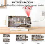 SZELAM Digital Clock,Alarm Clock Bedside with Projection,7.3" Mirror Clock with 180°Rotating Projector,Dual Alarm with 3 Mode,Brightnee Adjust,DST,Snooze,Charging Port,5 Levels Volume for Desk Teens