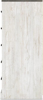 Signature Design by Ashley Shawburn Rustic 5 Drawer Chest of Smooth-Gliding Drawers and Safety Stop, White & Gray