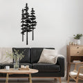Metal Wall Art Decor Forest Pine Trees Minimalist Iron Tree Design Modern Nature-Inspired Wall Sculpture Hangings Home Decoration for Living Room, Bedroom, Bathroom, Kitchen, Outdoor - 30" Black