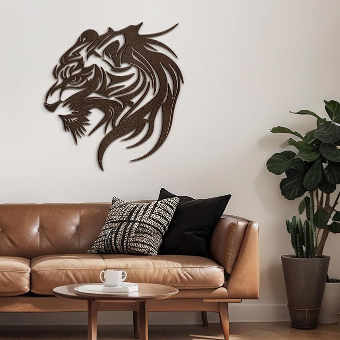 SIGNLEADER Metal Wall Art Decor Lion Minimalist Modern Abstract Wall Sculpture Hangings Home Decoration for Living Room, Bedroom, Bathroom, Kitchen, Outdoor - 18" Bronze