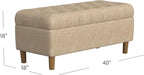 Homepop Home Decor | Tufted Ainsley Button Storage Ottoman Bench with Hinged Lid | Ottoman Bench with Storage for Living Room & Bedroom, Light Tan Textured Solid
