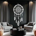 Maclou Metal Dream Catcher Wall Decor, Metal Feather Wall Art, Boho Dream Catcher Wall Decor for Living Room, Bedroom, Girls Room (White,35x17 inch / 90x42 cm)