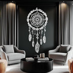 Maclou Metal Dream Catcher Wall Decor, Metal Feather Wall Art, Boho Dream Catcher Wall Decor for Living Room, Bedroom, Girls Room (White,59x28 inch / 150x70 cm)