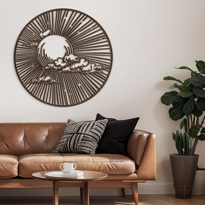 SIGNLEADER Metal Wall Art Decor Geometric Bronze Circle Landscape Modern Abstract Wall Sculpture Hangings Home Decoration for Living Room, Bedroom, Bathroom, Kitchen, Outdoor - 30" Bronze