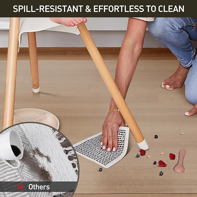 Clear Plastic Area Mat for Under Dining Table, 8'×10' Large No Slip Waterproof Vinyl Area Rug for Home, Anti-Spill Hard Floor Protector Cover, Splat Mat for Under High Chair, Easy Clean Floor Mat