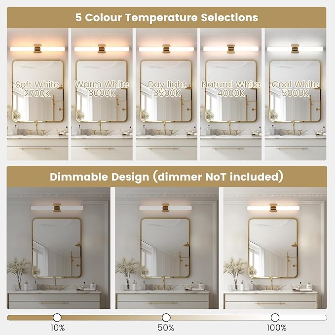 Modern Wall Sconce 30.4 Inch Gold Bathroom Sconces Led Wall Lights with Acrylic Shade Hardwired Long Vanity Lighting Fixtures Over Mirror for Bedroom Living Room Hallway