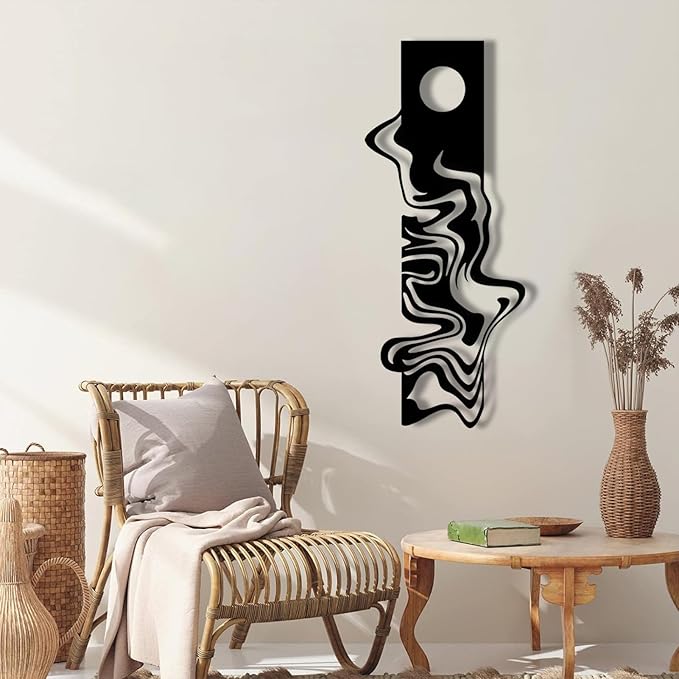 yumcake Modern Metal Wall Decor, Abstract Metal Wall Art, Modern Wall Decor, Abstract Wall Sculpture, Office Living Room Decor, Surprise Gift (White, 53 x 22 inches / 135 x 56 cm)