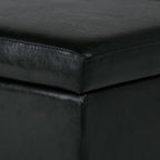 SIMPLIHOME Avalon Storage Ottoman Bench - 48 inch Wide Upholstered Vegan Leather Rectangle Storage Ottoman Bench in Carbon Black, Contemporary Ottoman for Living Room or Entryway with Lift-Up Lid