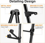Nicpro Folding Easels for Display, 3 Pack 63 Inch Metal Floor Easel Stand Tripod Black Portable for Artist Poster Wedding with Carry Bag
