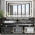 50"x36" Lighted Mirrors for Bathroom Wall, Anti-Fog LED Vanity Mirror, Shatter-Proof, 3 Colors Memory Mirror (Horizontal/Vertical)