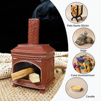 Palo Santo Burner Holder-Ceramic Mini Chiminea, Incense Chimney-Style Burning Smudge Bowl for Sage, Incense Cones, Incense-Stick Fits Small Candle-Ideal for Home Altar, Zen/Meditation