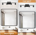 Modern 4 Light Bathroom Light Fixtures, 24 inch Black Vanity Lights for Bathroom with Clear Glass, Bathroom Vanity Light for Mirror Kitchen Living Room Hallway Cabinet Porch