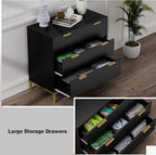 Anmytek Black Dresser for Bedroom, 3 Drawer Dresser with Spacious Storage Modern Wood Chest of Drawers for Bedroom Living Room Chest of Drawers for Hallway H0073