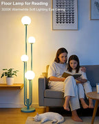 Lightdot Green Globe Floor Lamp 4-Lights Dimmable Floor Lamps 3000K Bulbs Included Unique Modern Standing Tall Lamp for Living Room/Bedroom