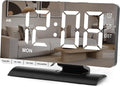 SZELAM Digital Clock,Alarm Clock Bedside,7.3'' Large LED Mirror with Date Display,Dual Alarm with 3 Mode,Brightnee Adjust,DST,Snooze Function,USB C Charging Port,5 Levels Volume for Desk Bedroom Teens