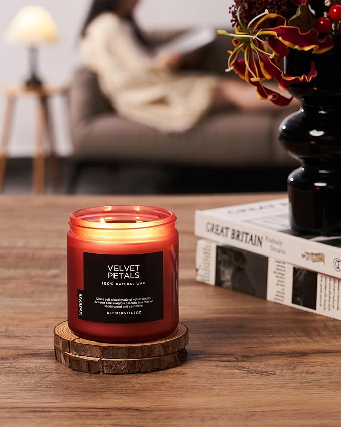 M&SENSE Sandalwood Rose Scented Candles for Home, 70 Hour Long Lasting 11.6oz Organic Natural Soy Wax Luxury Floral Scented Candle Gifts for Valentine's Day