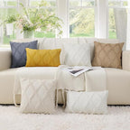 decorUhome Spring Throw Pillow Covers 18x18 Inch Set of 2, Soft Plush Faux Fur Wool Cream White Couch Pillow Covers, Decorative Neutral Pillow Cases for Bed Sofa Living Room Home Decor