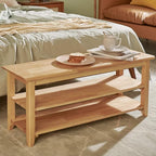 Shoe Rack Bench, 3-Tier Shoe Shelf Organizer,10-12 Pairs Entryway Storage Bench for Hallway, Bedroom, Living Room, Bedroom, Hold up to 550 lbs, Solid Wood, Natural