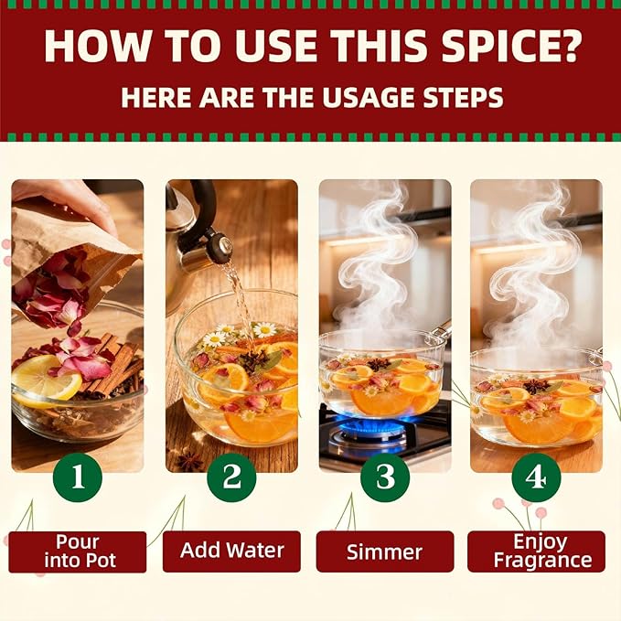 Intention Simmer Pot Blends, Simmer Pot for Stove Potpourri, Botanical Air Freshener Sachets for Holiday, Meditation & Ritual Spaces (Abundance)