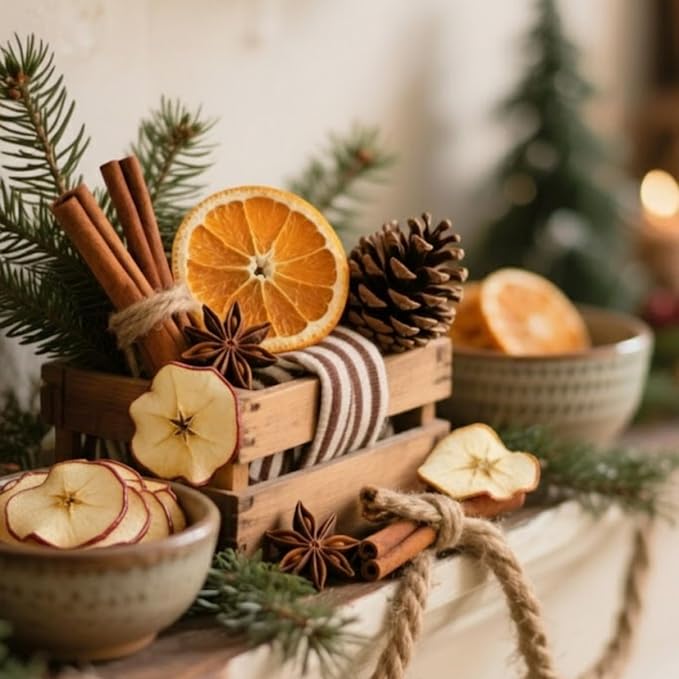 Dried Apple Slices for Potpourri & Bowl Fillers – 25 Natural Non-Edible 2–2.5 Inch Slices, Fragrant Holiday & Christmas Décor for Wreaths, Crafts & Centerpieces