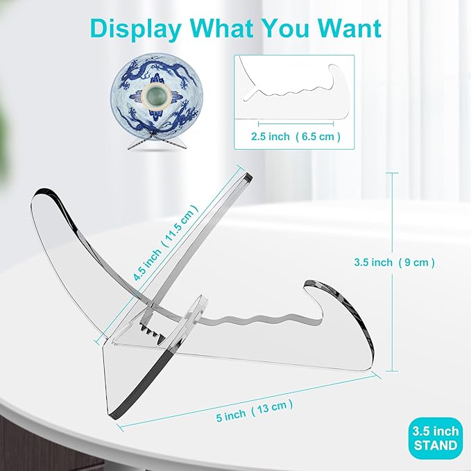 Boloyo "X Shape Acrylic Bowl Display Stand, 3.5 Inch 2PC Clear Acrylic Bowl Plate Platter Dish China Porcelain Display Holder Easel Base for Home Kitchen School Art Display