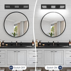 Bathroom Vanity Lighting Fixtures Over Mirror (3-Light, 24-Inch) Modern LED Bathroom Wall Lighting Fixtures, Matte Black (Cool White 6000K)