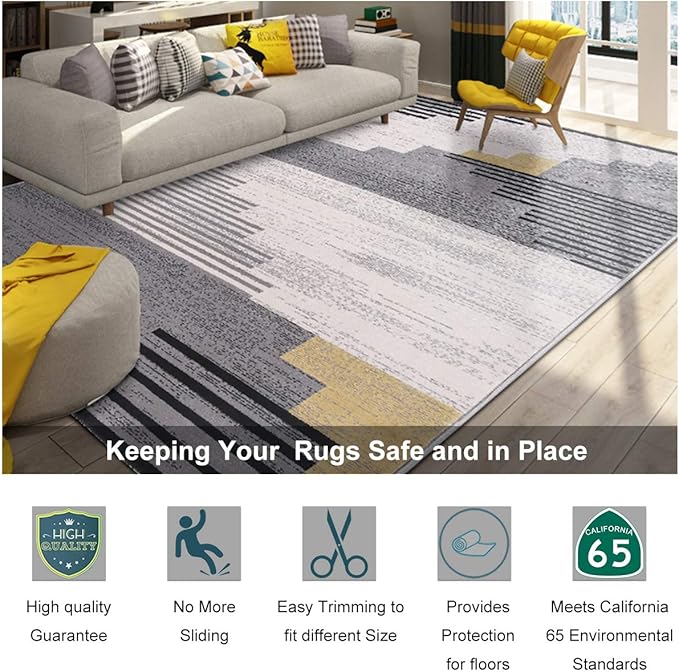 Non Slip Rug Pad Grippers - 2.5x9 Ft, 1/8" Thick, (Felt + Rubber) Double Layers Area Carpet Mat Tap, Provides Protection and Cushioning for Hardwood or Tile Floors