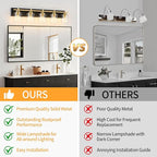 5 Light Modern Bathroom Light Fixtures Over Mirror, Black Gold Vanity Lights for Bathroom Wall Sconces with Clear Glass Shades, E26 Socket (Bulbs Not Included)