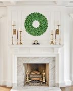 Vlorart 20 Inch Boxwood Wreath, Faux Green Wreath for Front Door Farmhouse Porch Wall Decor, Indoor/Outdoor All Season Rustic Farmhouse Greenery for Fall Winter Spring