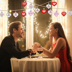 JULMELON 24Pcs Valentine's Day Heart Shaped Ornaments Romantic Valentines Conversation Heart Hanging Ornaments Decorations for Home Party Wedding Decor (Red, Pink and Silver)