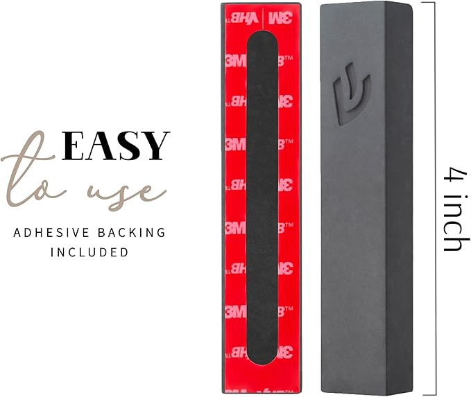 SURI Mezuzah for Door – 4 Inch Dark Gray Concrete Mezuzah Cover with Printed Scroll, Self-Stick Adhesive, Fits a 3 Inch Mezuza Scroll, Gift Box Included