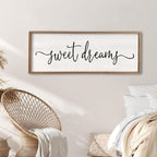 Surfapans Sweet Dreams Wall Decor Above Bed 40"x15" ofr Master Bedroom Guest Room Wood Framed Rustic Over Bed Wall Art Sign (Wood)