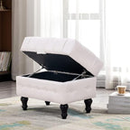 Artechworks Coffee Table Ottoman with Storage,Button Tufted PU Leather Upholstery Footstool Bed Ottoman for Living Room, Home Office, Space-Saving Storage Toy Box Stool, White