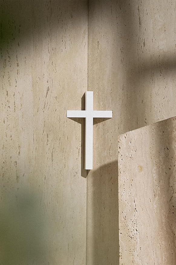 mosery Wall Cross Corner-Attached White Color 5.9 high inch For Christmas, Christians Spiritual Religious Cross With Magnetic on Wall For Church Room Decoration (1EA/Pack)