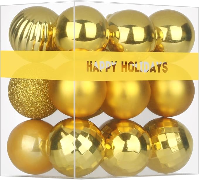Gold 3.2" Large Christmas Balls - Christmas Tree Decoration Ornaments Shatterproof Hanging Balls for Birthday Halloween Holiday Wedding Decorations Set of 18pcs