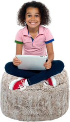 Ottoman Pouf Unstuffed Round Foot Rest Poof Ottoman No Filler Floor Foot Stool Pouf Bean Bag Cover with Storage for Living Room Bedroom Snow Coffee
