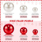 124 Pcs Christmas Vase Filler Pearls for Vase Filler Christmas Table Decor Floating Candles Centerpiece with 8 Floating Candles for Table Party Festival Decor, Not Included Clear Beads (Novel Style)