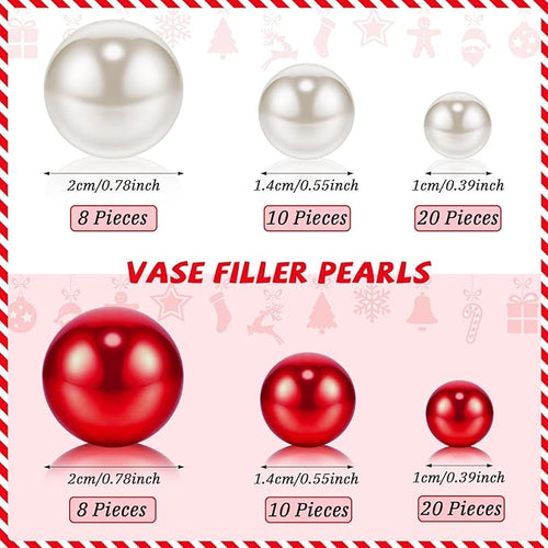 124 Pcs Christmas Vase Filler Pearls for Vase Filler Christmas Table Decor Floating Candles Centerpiece with 8 Floating Candles for Table Party Festival Decor, Not Included Clear Beads (Novel Style)