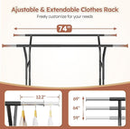 Raybee 74" W Heavy Duty Clothes Rack, Double Rods Clothing Rack Load 630 LBS, Rolling Clothes Racks for Hanging Clothes 400+, Garment Rack with shelves for Bedroom, Laundry Room, Retail Store
