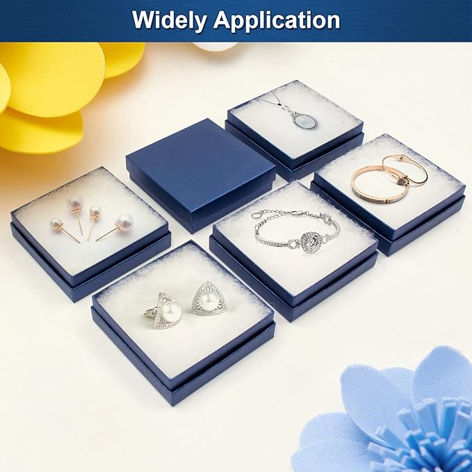 Cardboard Jewelry Blue Gift Boxes 20 Pack3.5×3.5×1 inches, its apply to displaying necklaces, rings, bracelets, earrings