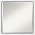 Amanti Art White Wall Mirror 22x22 Morgan White Blue Square Bathroom Mirror for Wall Decor Living Room, Medium Modern Wood Frame, Hangs Horizonally and Vertically, Bathroom Decor, Beveled Edge