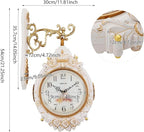 Cream Double Sided Large Wall Clock, Elegant, Traditional, Vintage Style 360° Rotating Metal Wall Clock, Indoor Outdoor Office Living Room Porch Clock Wall Decor (Cream Double Sided Clock)