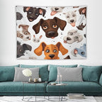 VUMIVI Cartoon Dog Head Tapestry Adorable Pets Humorous Style Abstract Art Illustration Tapestry Wall Hanging for Living Room Bedroom Dorm Classroom Aesthetic Decor W80xL60in