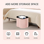 PINPLUS Floral Storage Ottoman Cube Boucle Footrest Stool with Lid, Multi-Functional Cube Seat for Living Room, Dorm & Bedroom – Pink 12.6"x12.6"x12.6"